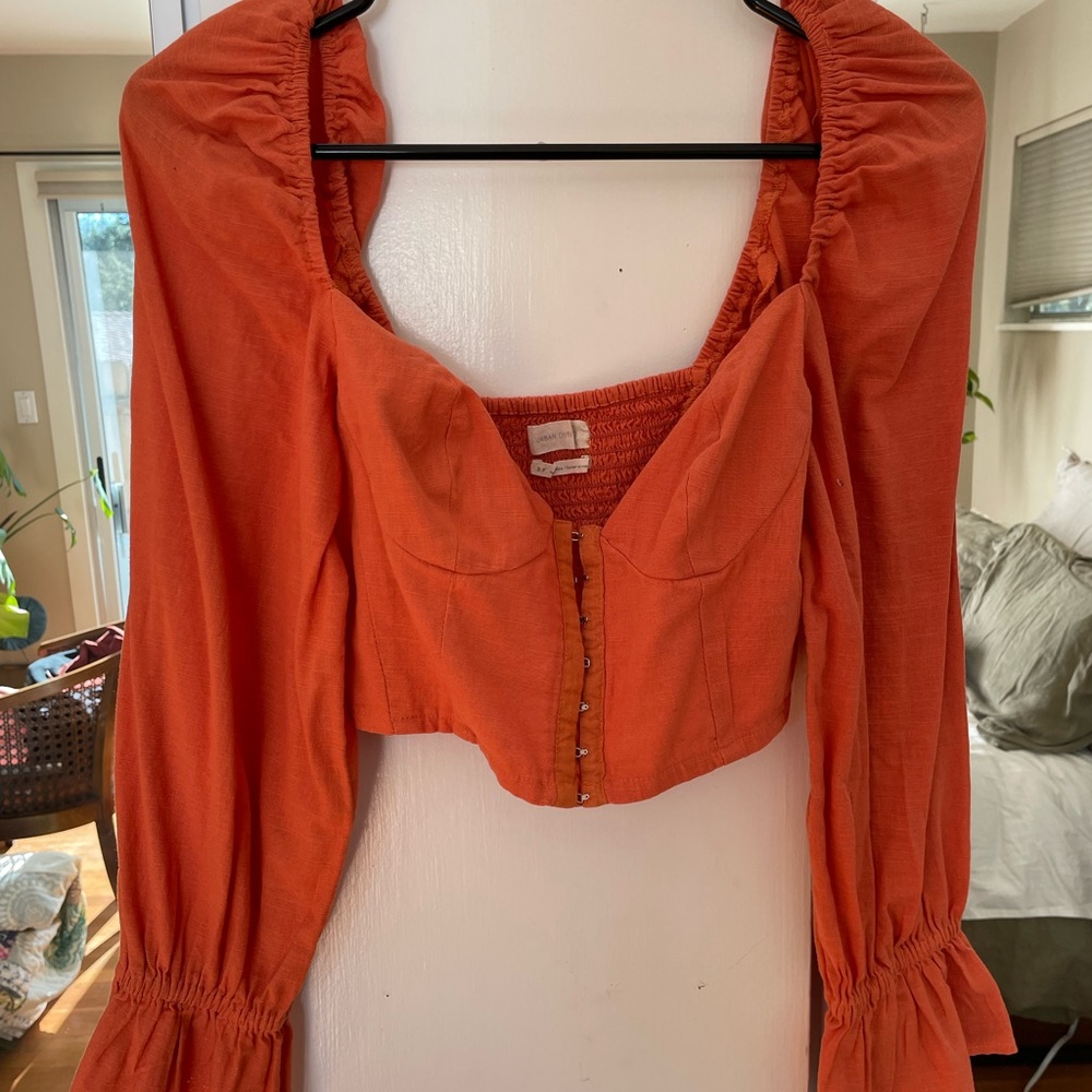 Coral eyelet blouse